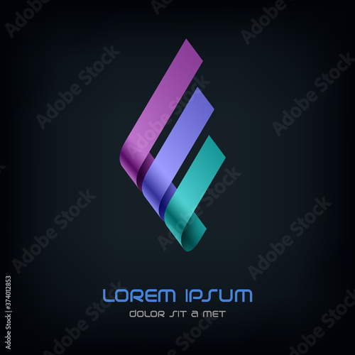 Logo ribbon, Business abstract vector design template, Hi tech looped infinity logotype, Vector Eps 10