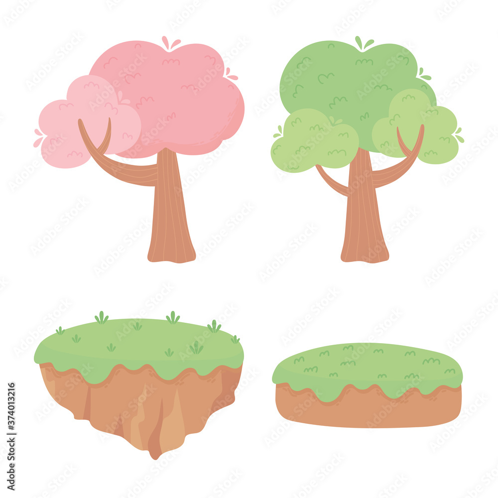 trees forest ground grass anture foliage cartoon icons trees forest ground grass anture foliage cartoon icons