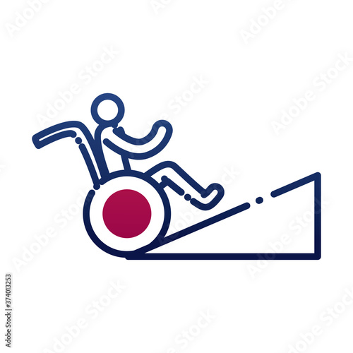 man on wheelchair on ramp gradient style icon vector design