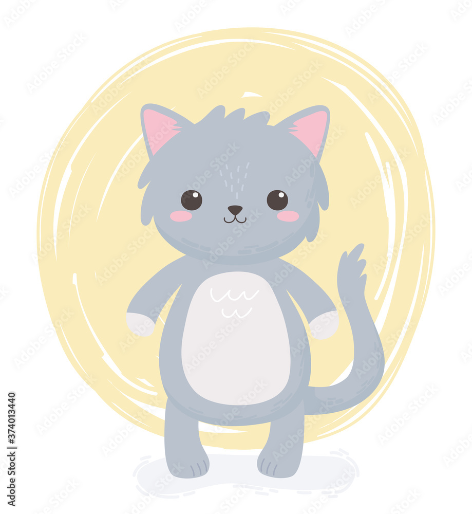 cute gray cat animal standing cartoon background design cute gray cat animal standing cartoon background design