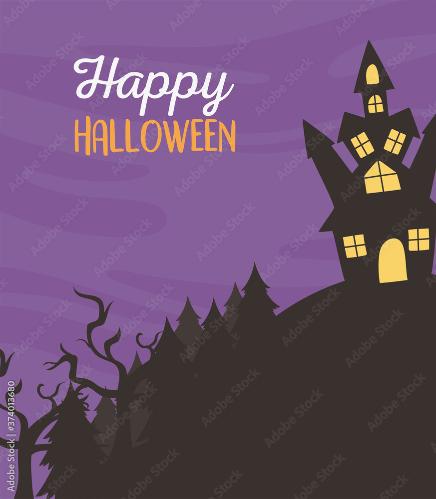 happy halloween, castle in hill night trick or treat party celebration