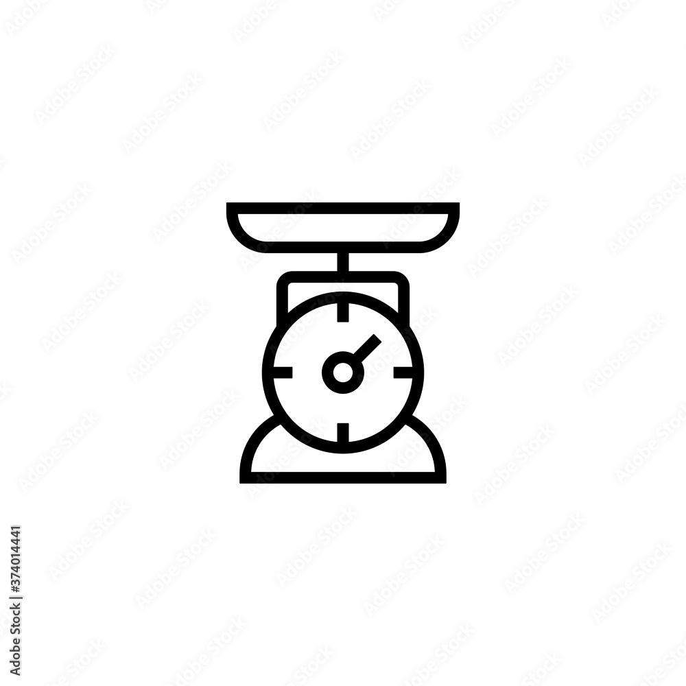 Kitchen Scale Icon in black line style icon, style isolated on white background Kitchen Scale Icon in black line style icon, style isolated on white background