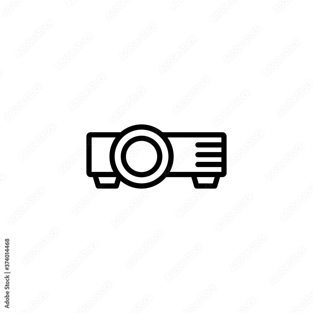 Projector Icon in black line style icon, style isolated on white background Projector Icon in black line style icon, style isolated on white background