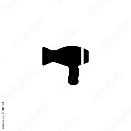 Hair dryer Icon in black flat glyph, filled style isolated on white background