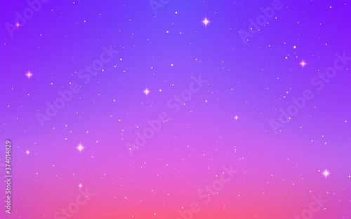 Space background. Color cosmos with stardust. Magic starry galaxy. Infinite universe with milky way. Cosmic texture with shining stars. Bright cosmos design. Vector illustration