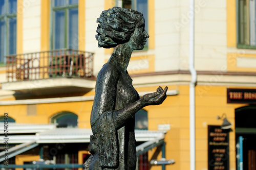 Side View To Sola Statue Representing The Sun In Karlstad On A Sunny Summer Day
