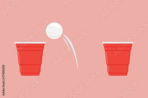 Beer Pong Tournament, Beer Pong Vector, Beer Cup, Red Cup, Ping Pong, Drinking Game Vector Illustration Background