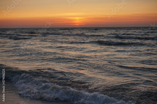 Baltic Sea  sunset in summer in July