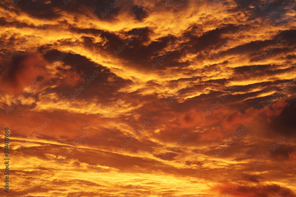 Close up of Stratus clouds during a sunset with a dramatic texture