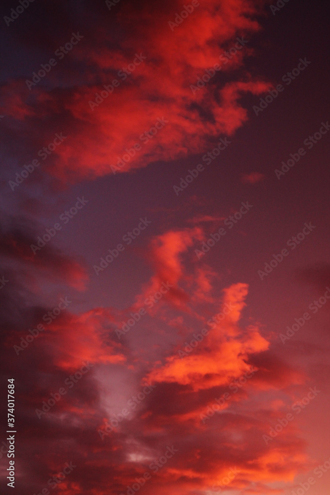 Pink clouds during a sunset in the evening Pink clouds during a sunset in the evening