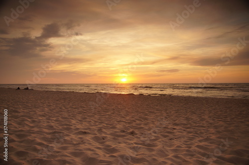 Baltic Sea, sunset in summer in July