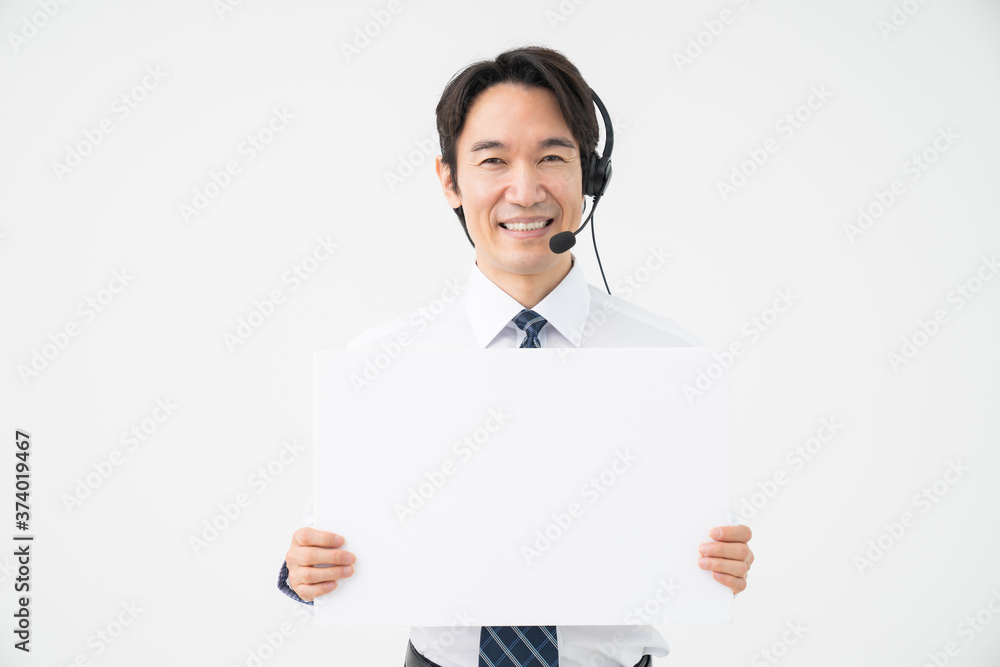 オペレーター ミドル男性 ホワイトボード オペレーター ミドル男性 ホワイトボード