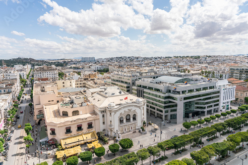 Bird eyes view of Tunis is the capital and the largest city of Tunisia. photo