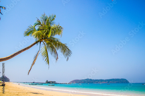 Beautiful Ngapali beach  golden sand  Myanmar