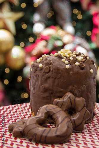 Chocolate panettone. Panettone is the traditional Italian dessert for Christmas.
