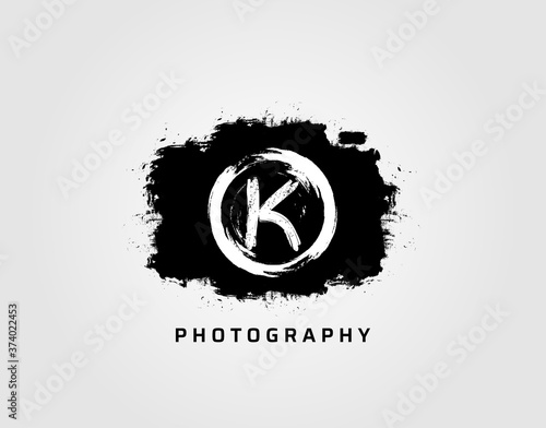 Photography letter K logo design concept template. Rusty Vintage Camera Logo Icon.