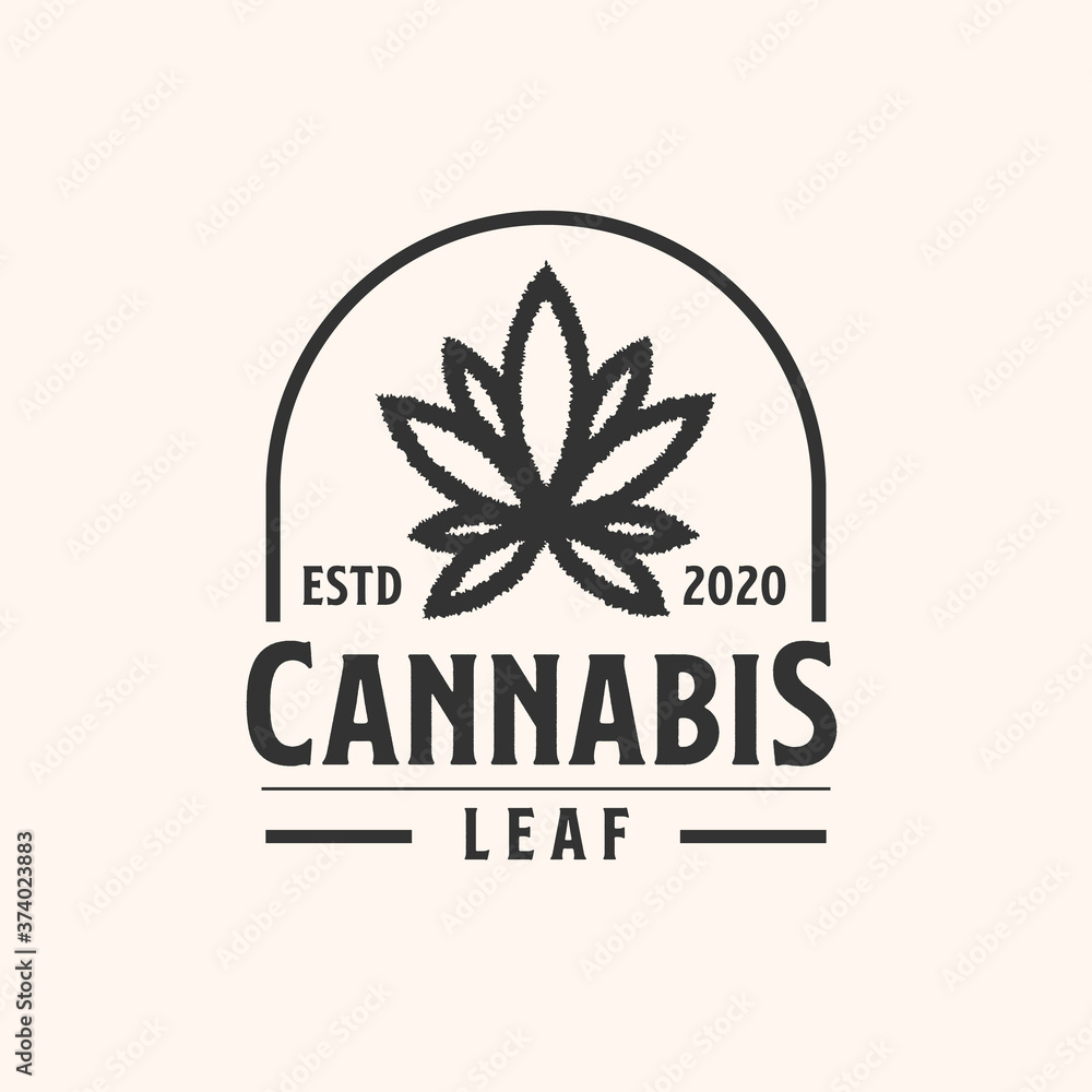 Fototapeta premium Cannabis emblem lineart logo template with black color