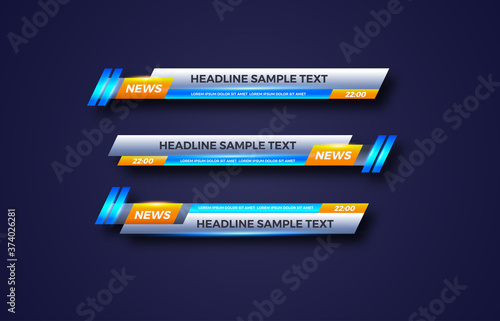 futuristic design vector interface Lower third banner Bars. Streaming Video. Breaking, Sport News.