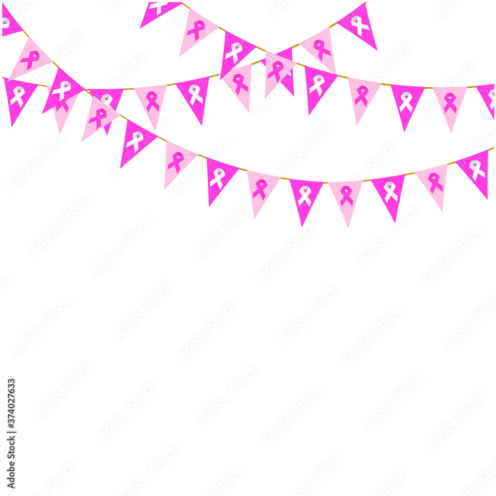 Banner garlands awareness breast cancer vectorized