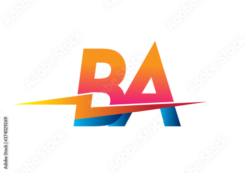 Letter BA logo with Lightning icon, letter combination Power Energy Logo design for Creative Power ideas, web, business and company.