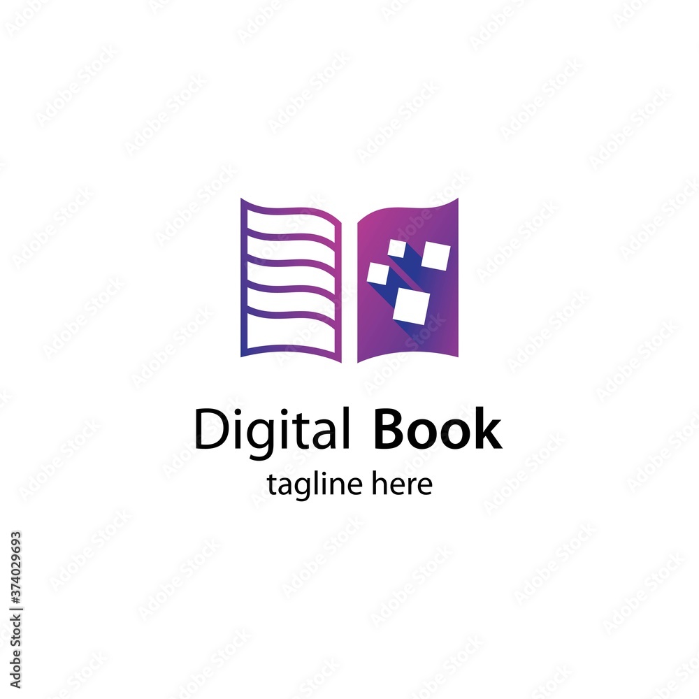 Fototapeta premium Digital book logo technology vector icon