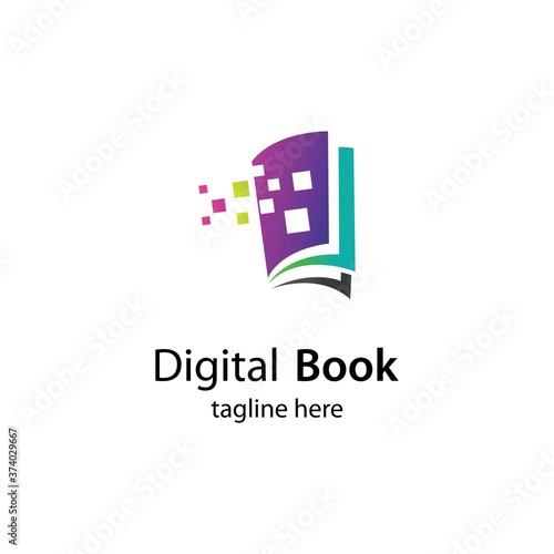 Digital book logo technology vector icon