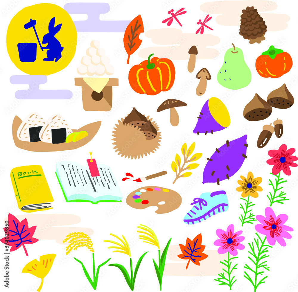 Autumn food and event illustration vector material Autumn food and event illustration vector material