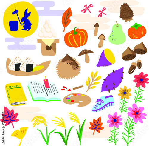 Autumn food and event illustration vector material