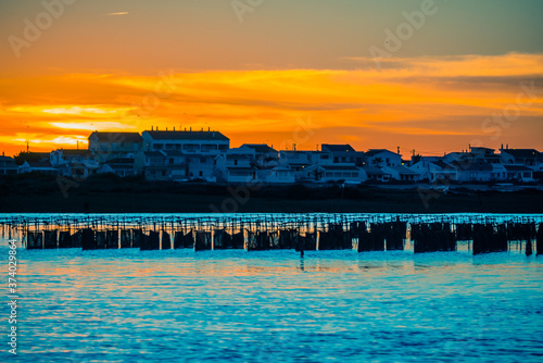 Colorful Sunset in Faro's Pier