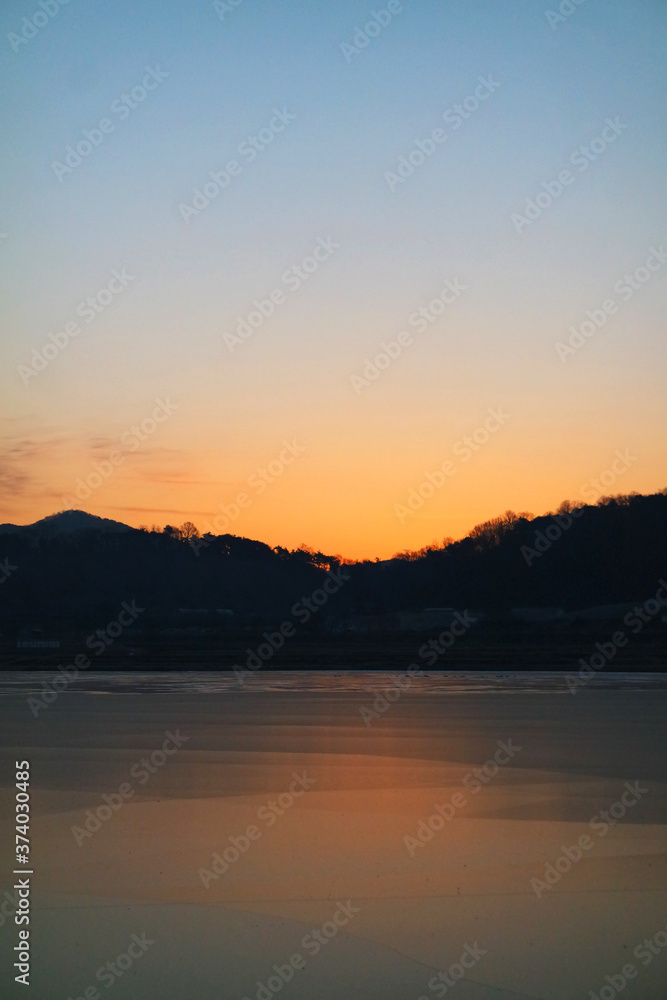 Beautiful sunrise at Yedang Reservoir