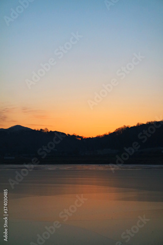 Beautiful sunrise at Yedang Reservoir
