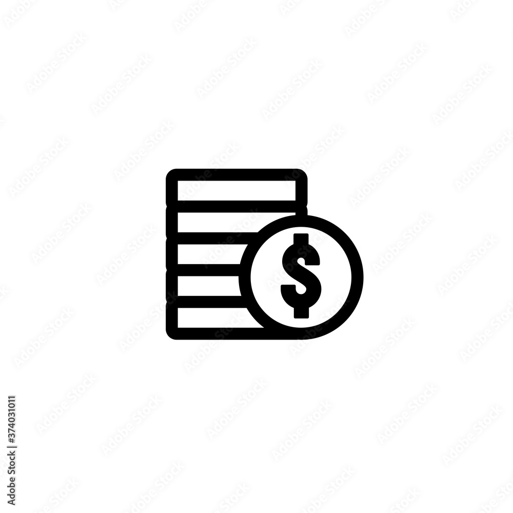 Money coin stack icon vector isolated on white Money coin stack icon vector isolated on white