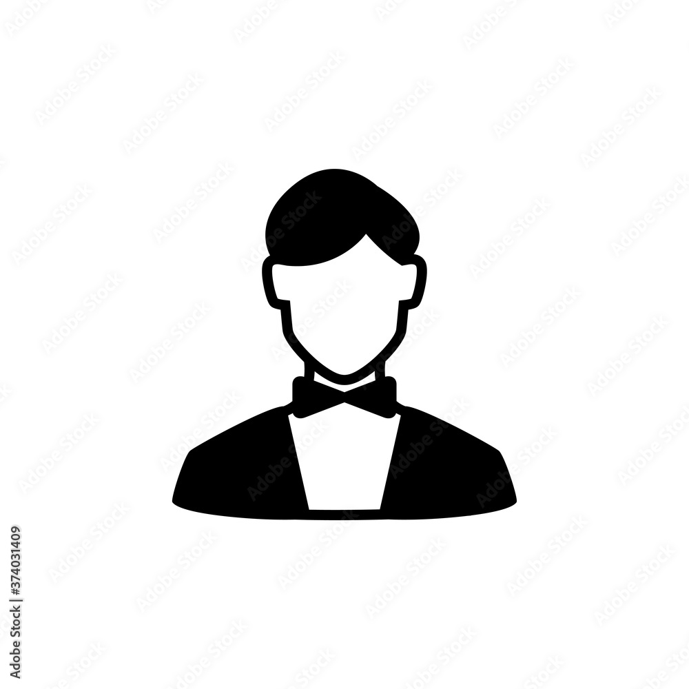 Waiter icon vector isolated on white Waiter icon vector isolated on white