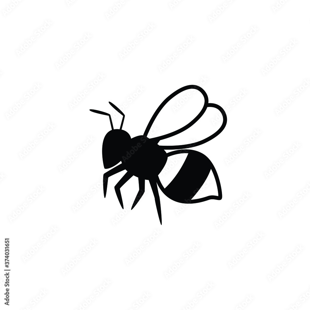 Bee icon vector isolated on white Bee icon vector isolated on white