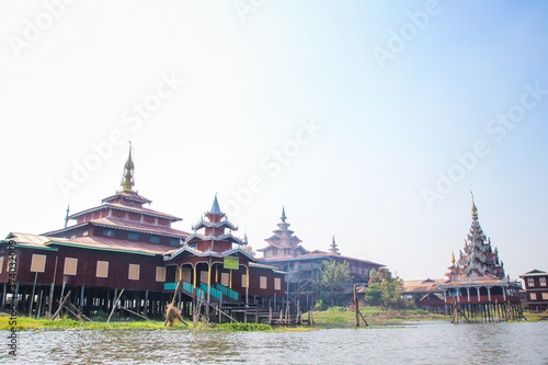 Beautiful ancient Buddhist temples, pagodas and stupas, Inle lake, Myanmar, Burma