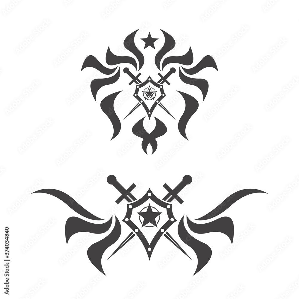 Fototapeta premium Sword and shield symbol