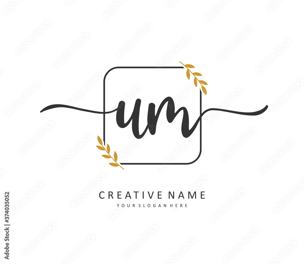 U M UM Initial letter handwriting and signature logo. A concept handwriting initial logo with template element. U M UM Initial letter handwriting and signature logo. A concept handwriting initial logo with template element.
