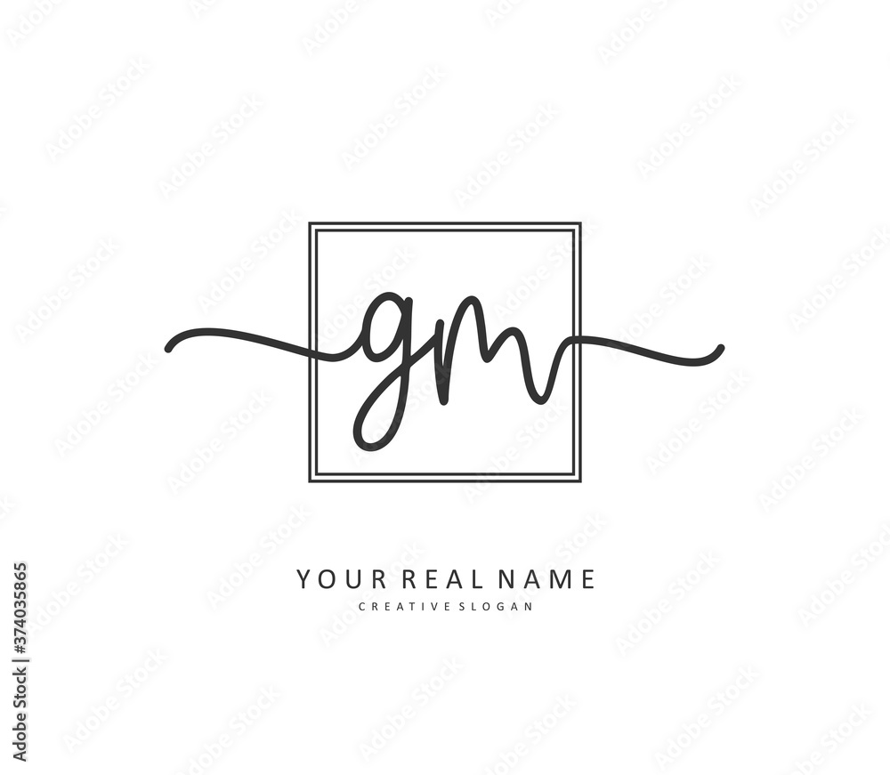 G M GM Initial letter handwriting and signature logo. A concept handwriting initial logo with template element. G M GM Initial letter handwriting and signature logo. A concept handwriting initial logo with template element.