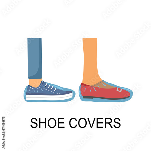 Protective medical shoe covers for man and woman concept vector illustration on white background. Feet protection for hospital in flat design.