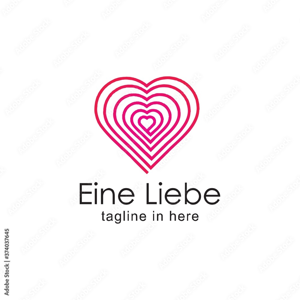 Stock Vector Unique Pink Love Heart Logo Design