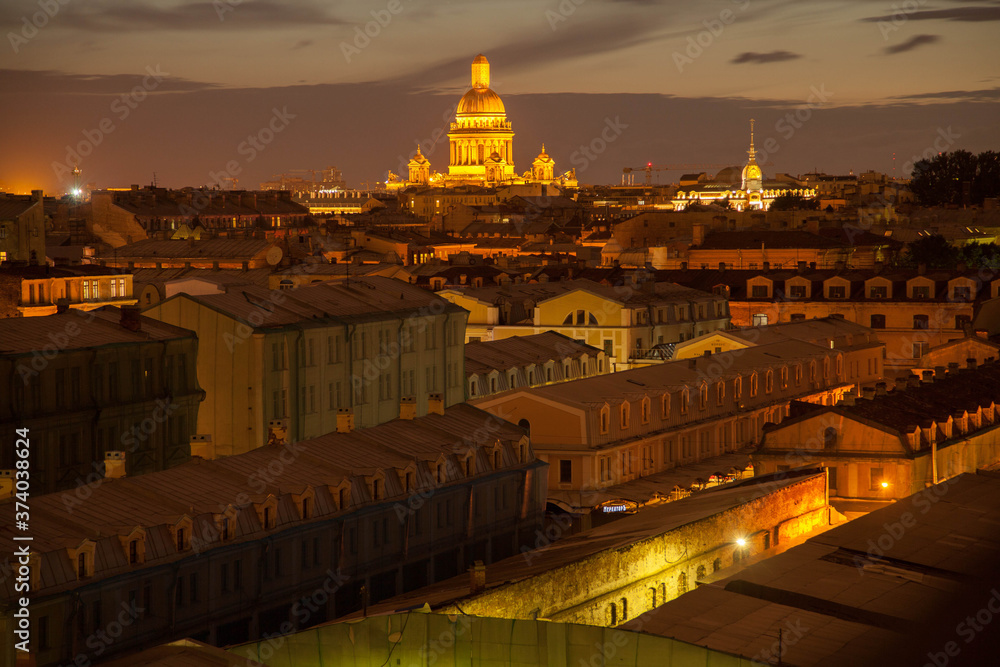 Saint Petersburg night rooftop cityscape