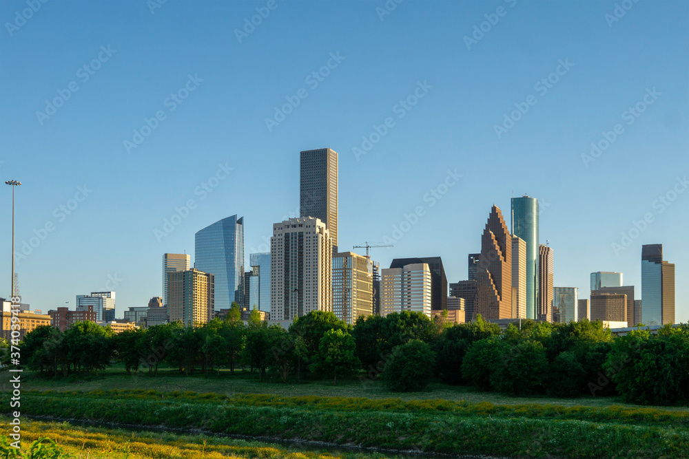 View of Downtown Houston Skyline in Texas