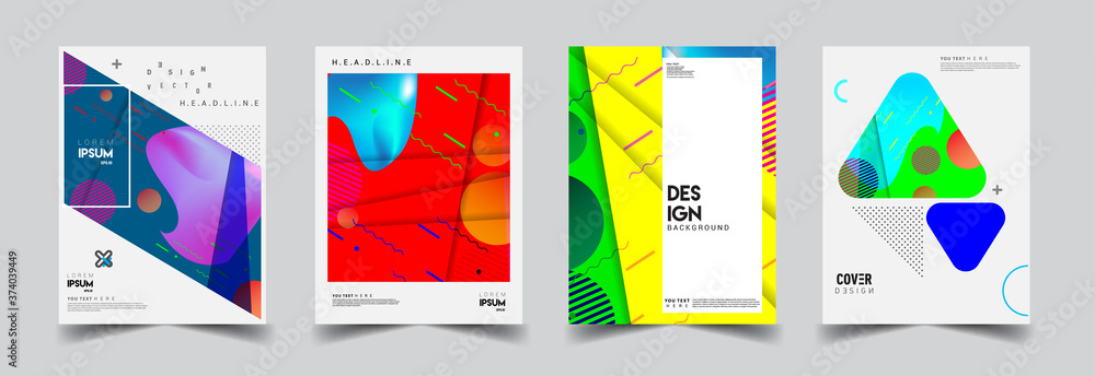Modern abstract covers set. Cool gradient shapes composition, vector covers design. - obrazy, fototapety, plakaty 