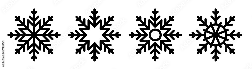 snowflake icon. Winter weather. Precipitation. Winter weather forecast. Black and white vector snowflake icon. Winter weather. Precipitation. Winter weather forecast. Black and white vector