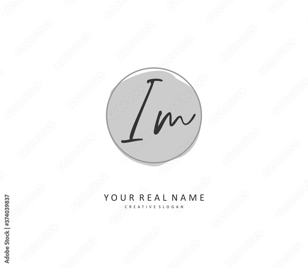 I M IM Initial letter handwriting and signature logo. A concept handwriting initial logo with template element.