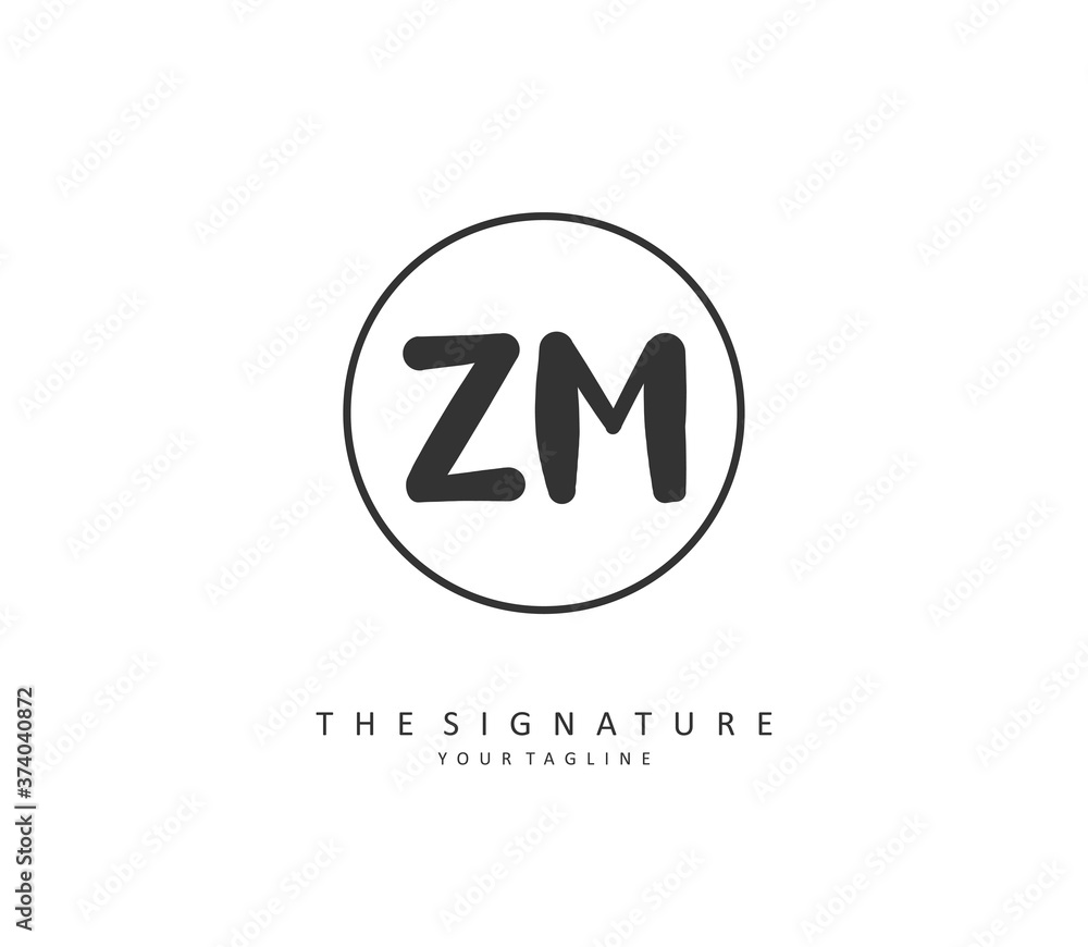 Z M ZM Initial letter handwriting and signature logo. A concept handwriting initial logo with template element. Z M ZM Initial letter handwriting and signature logo. A concept handwriting initial logo with template element.