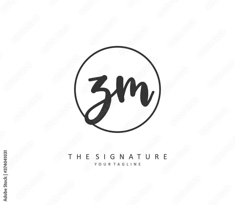 Z M ZM Initial letter handwriting and signature logo. A concept handwriting initial logo with template element. Z M ZM Initial letter handwriting and signature logo. A concept handwriting initial logo with template element.