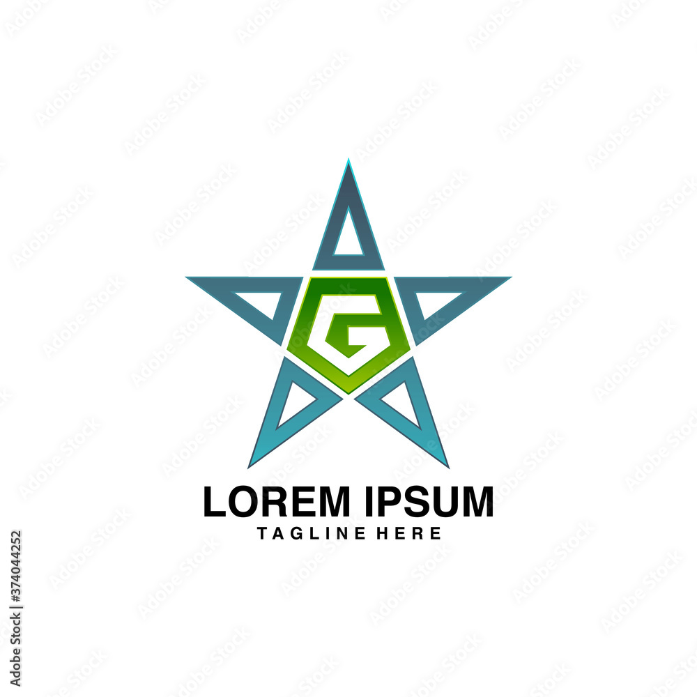initial letter G star logo template design
