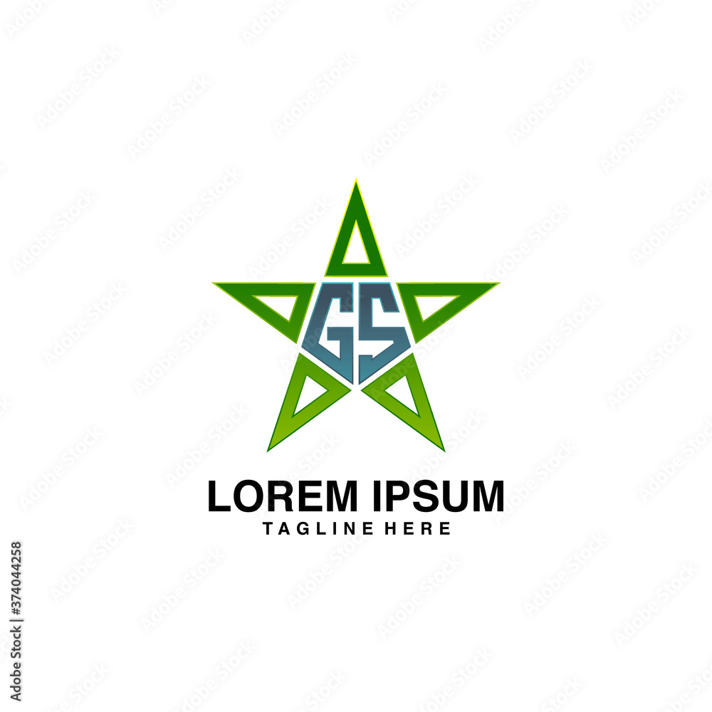 Fototapeta premium Letters GS or SG forming a star logo icon. Vector illustration isolated on white background 