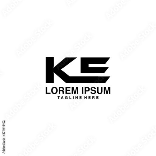 KE Logo. Vector Graphic Branding Letter Element. White Background 